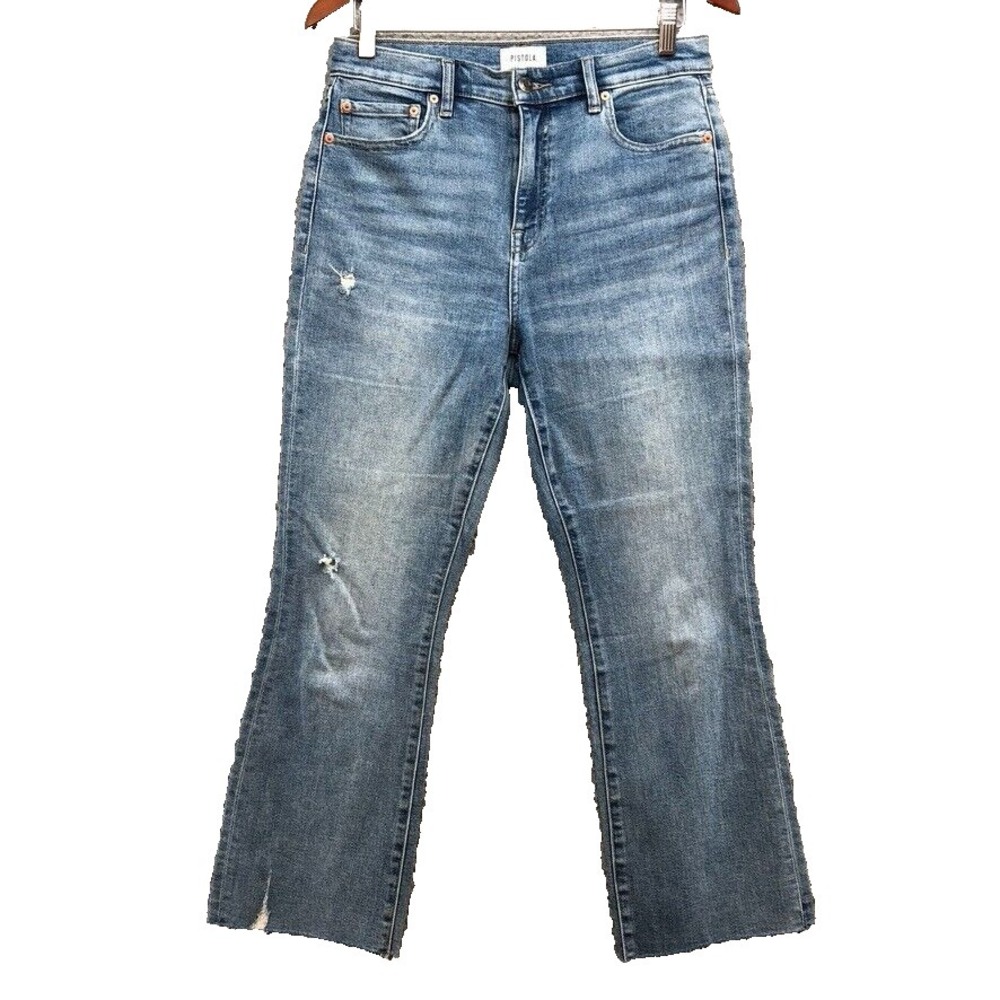 Pistola Lennon‎ High Rise Boot Jeans Womens 29 8 Zuma Blue Cropped Distressed